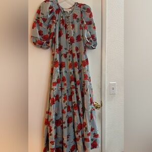 Floral Maxi Dress with Red Roses